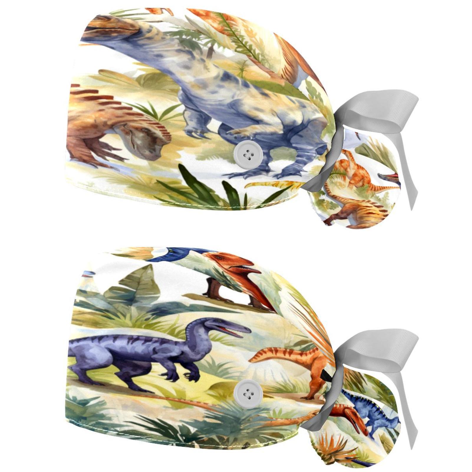 2Pc Bouffant Turban Hats,Tie Back Hat with Buttons,Fishing Hat