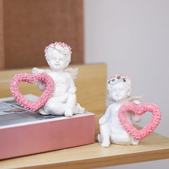 2 Pc Cherubs Resin Statue Valentines Day Decoration Cute Sculpture Holding Rose Wreath Memorial Gift Best Gift, by Ukhbccc