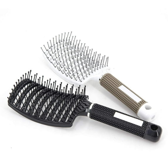2 Pc Curved Vented Hair Brushes for Women, Anti Frizz Hair Detangling Brush for Long Thick Curly Hair, Paddle Blow Fast Drying Hair Detangler Wet Hair Brush Styling Tool