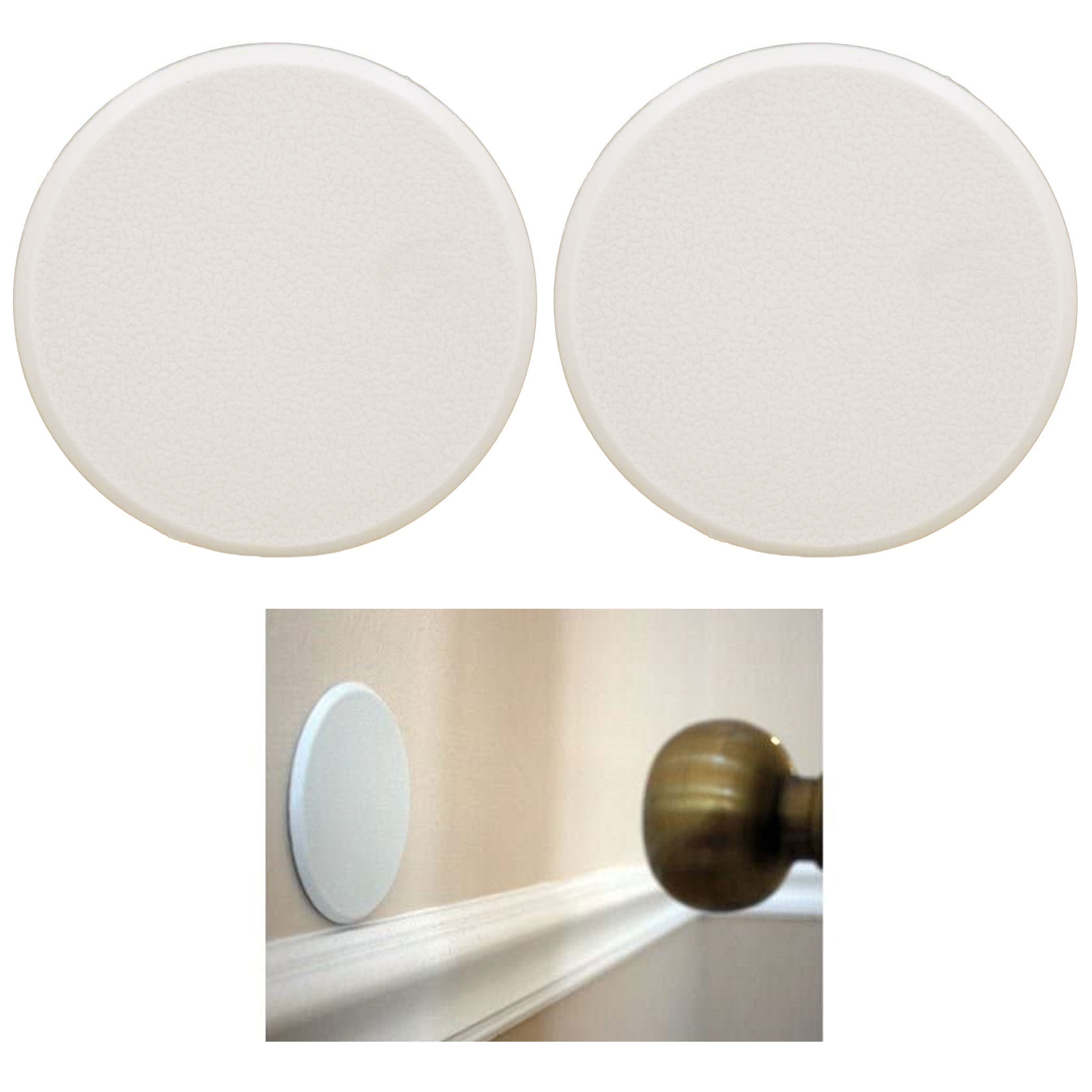 2 Pc Door Knob Self Adhesive Protector 3" Drywall Wall Shield Round Off
