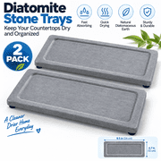 2 - Pc Dream Set for Home Fast - Drying Diatomite Stone Trays, Anti - Skid Sink & Countertop Essentials 9.5" x 4.7" White