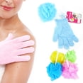 thumbnail image 1 of 2 Pc Exfoliating Glove Sponge Set Loofah Wash Scrub Skin Scrubber Bath Shower, 1 of 3