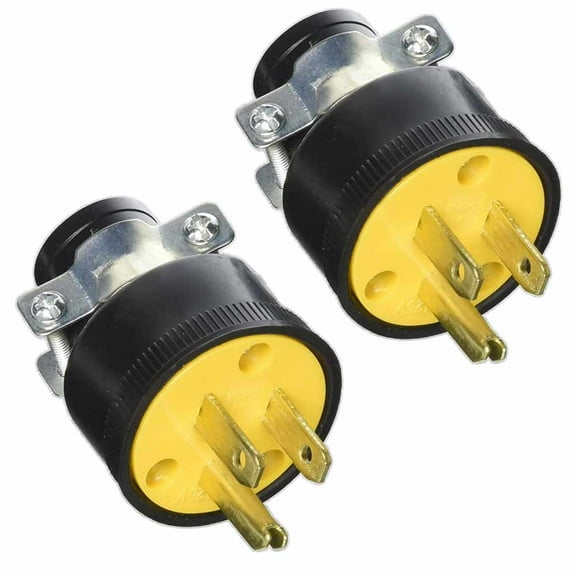 2 Pc Extension Cord Replacement Ends Male 3 Wire Grounded Plug Electrical Repair