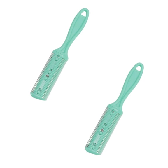 2 Pc Hair Thinning Razor Combs, Plastic Hair Cutting Combs, Double Edge Shapers, Styling Split Ends Trimmer Stylers, Double Hair Cutting Shapers for Home, Barbershop, 7 Inch, Green