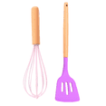 thumbnail image 1 of 2 Pc Kitchen Utensil Set, Easy to Clean Wooden Kitchen Utensils, Cooking Utensils for Nonstick CookwarePink + Lavender Purple, 1 of 5