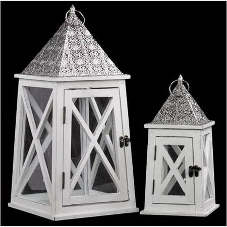 2-Pc Lantern Set in White Finish