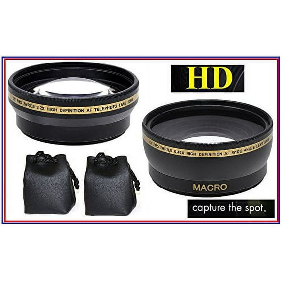 2-Pc Lens Kit Hi-Def Telephoto & Wide Angle Lens Set for Nikon D3400 D5600 (55mm Compatible)