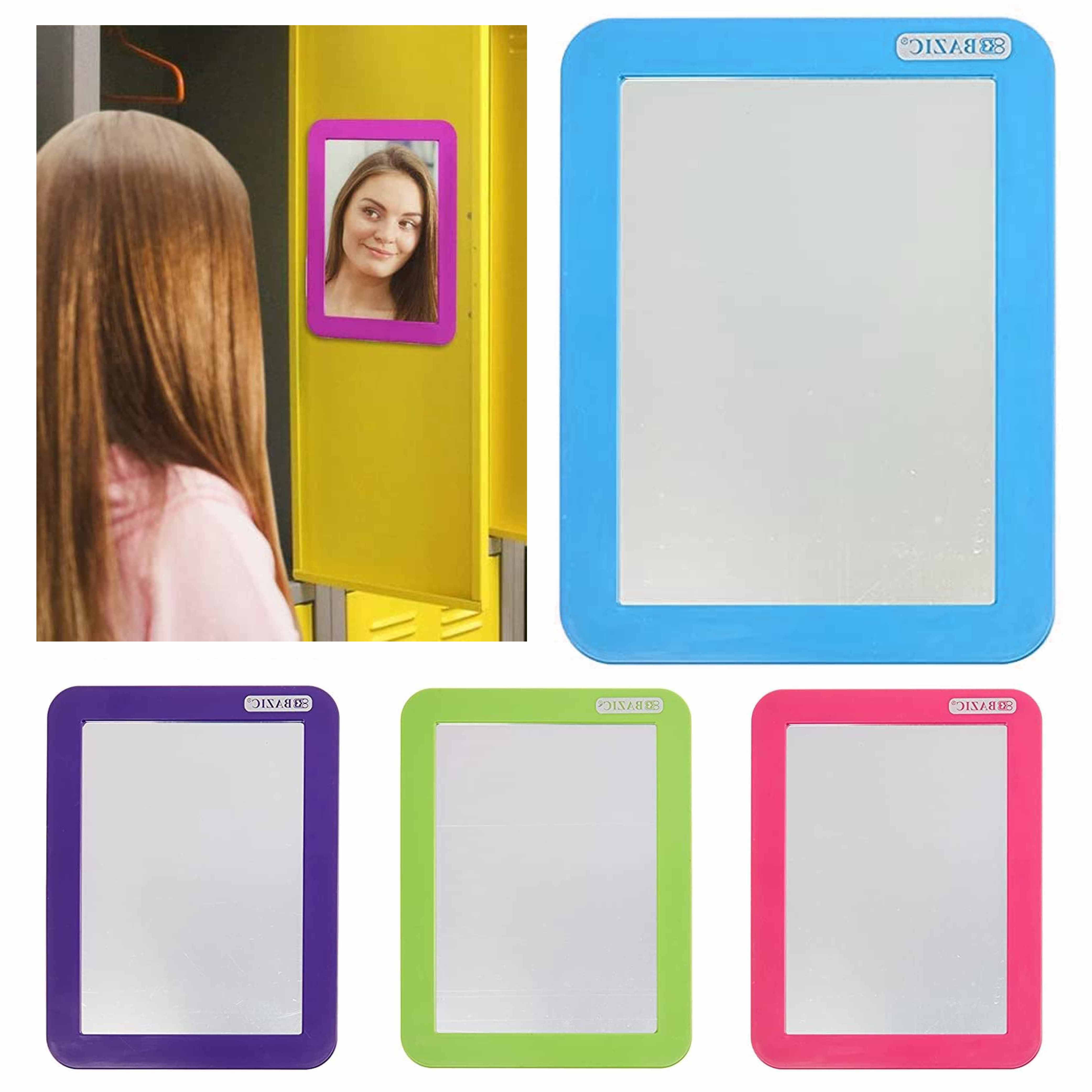 2 Pack Magnetic Locker Mirror for School Locker, Refrigerator, Office  Cabinet, 6.3''x 4.8'' Locker Accessories Rectangular Mirrorr (Pink and  White)