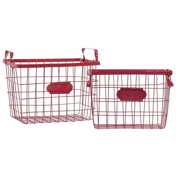 2-Pc Mesh SidesWire Basket in Red