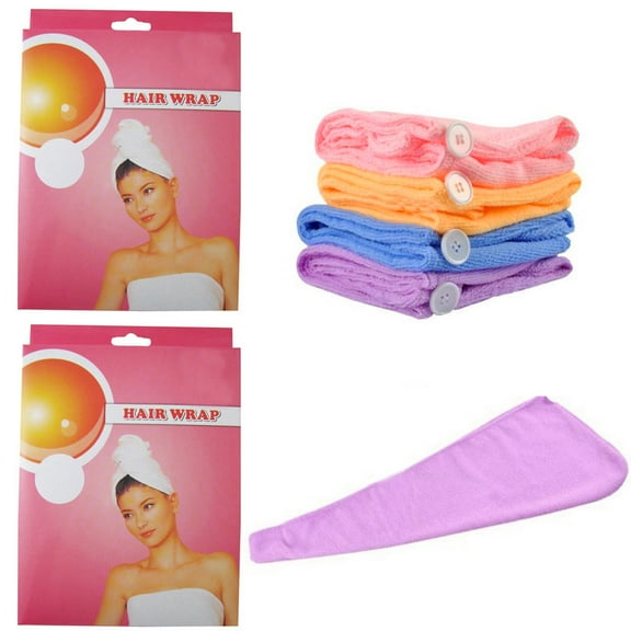 2 Pc Microfiber Hair Wrap Towel Drying Bath Spa Head Cap Turban Twist Dry Shower