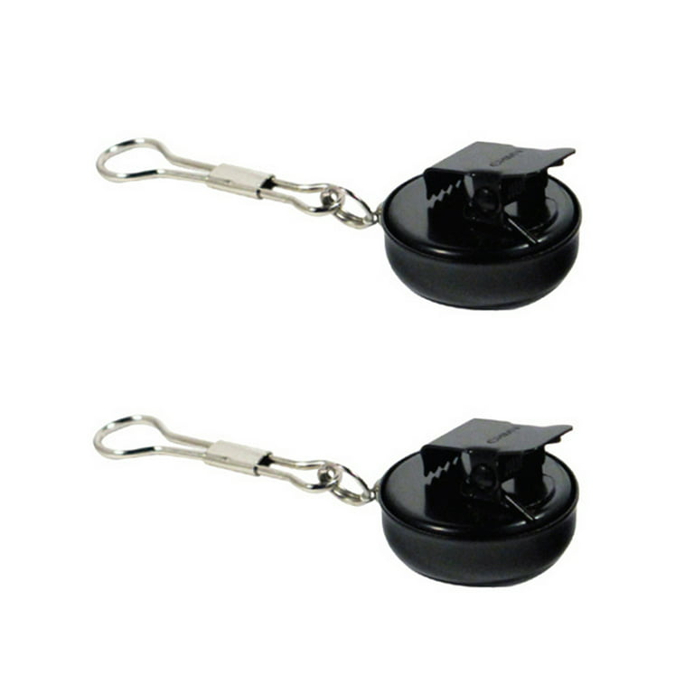 2 Pc Mini Retractable Pull Reel Key Chain Clip On Key ID Badge Holder 1  Black 