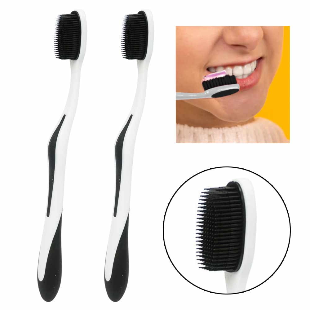 2 Pc Nano Ultra-Soft Toothbrush Rubber Bristles Oral Care Clean Adult  Children 