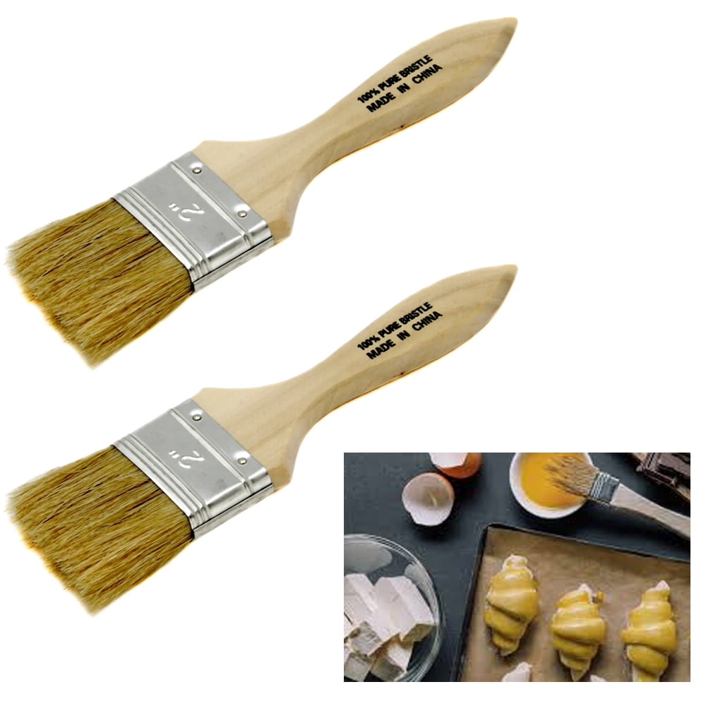 2 Pc Natural Bristle Pastry Brushes Basting Kitchen Cooking BBQ 2