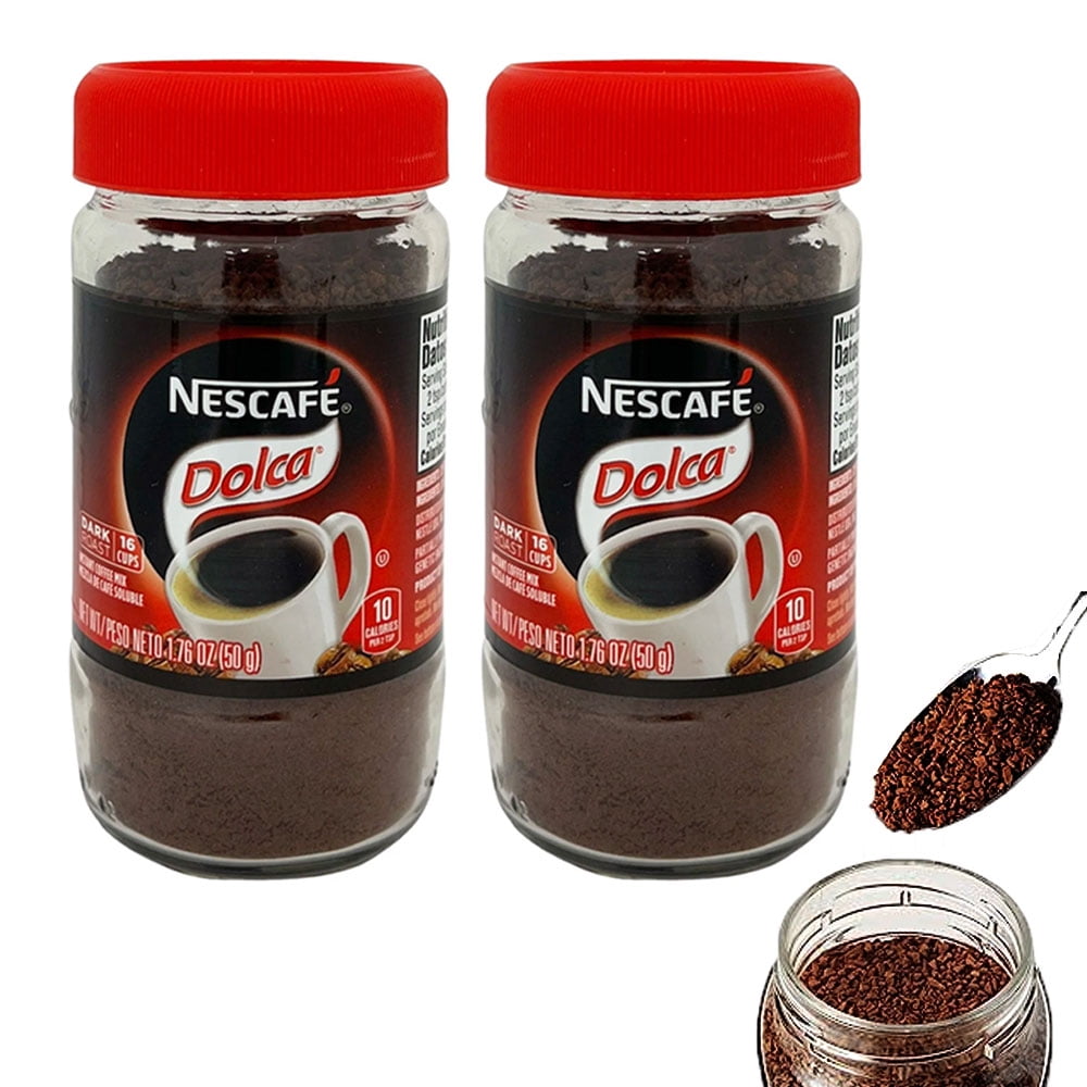 2 Pc Nescafe Coffee Dolca Dark Roast Instant Mix Caramel Flavor Ground
