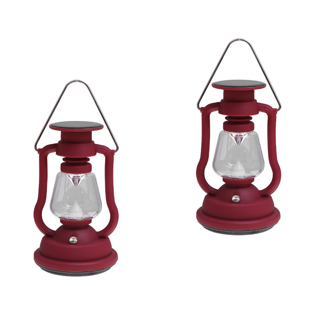 2 Pc Nightlight Rustic Lantern Outdoor Solar Lantern Vintage Light Solar Camping Lights Antique Red Abs