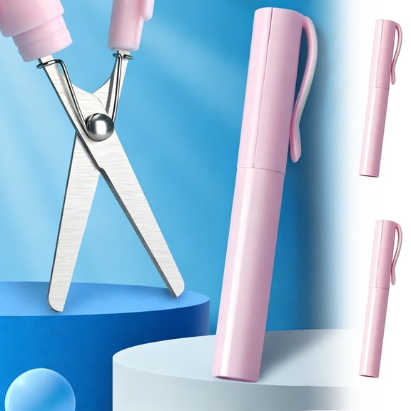 2 Pc Portable Pen Style Non-Stick Compact Twiggy Scissors with Cover, Use Safety Easy to Store Craft Supplies Home Crafts