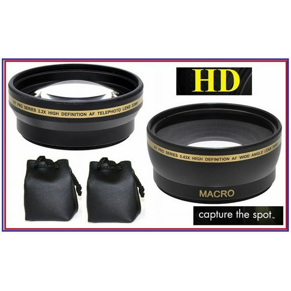 2-Pc Pro HD Telephoto & Wide Angle Lens Kit for Nikon D3500 (55mm Compatible)
