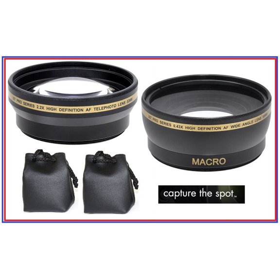 2-Pc Pro Hi Def Telephoto & Wide Angle Lens Kit for Canon EOS Rebel SL3 (58mm Compatible)