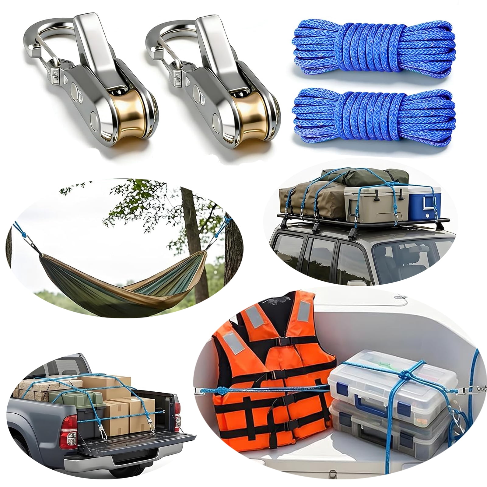 2 Pc Retractable Buckle Rope, Buckle Rope with Accessory Cord, Easy ...