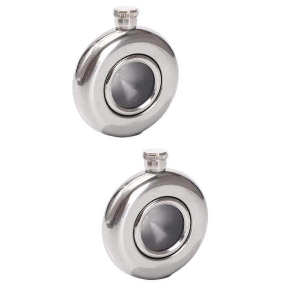 HEALEEP Portable Stainless Steel Wine Flask, Plated Silver, Excellent Sealing, 2Pcs
