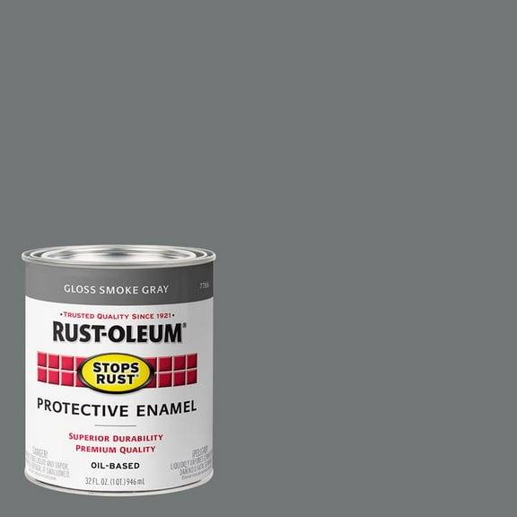 2 Pc, Rust-Oleum Stops Rust Gloss Smoke Gray Protective Enamel Exterior And Interior 1 Qt