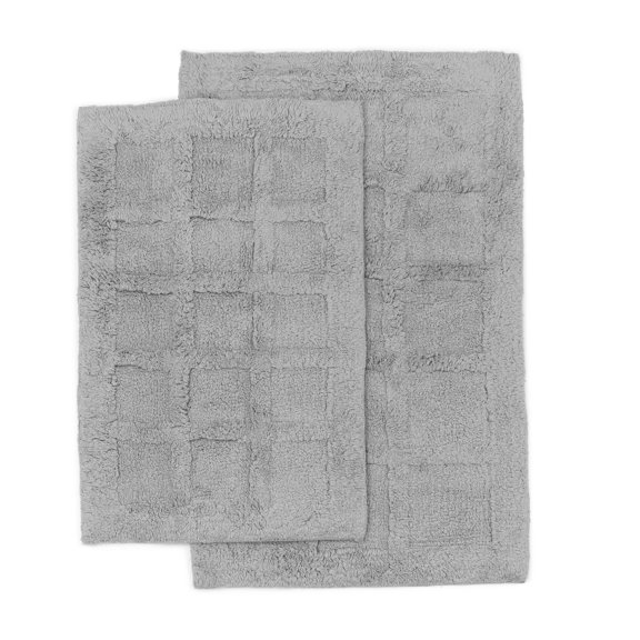 2-Pc. Sanibel Windowpane Cotton Bath Set - Light Grey