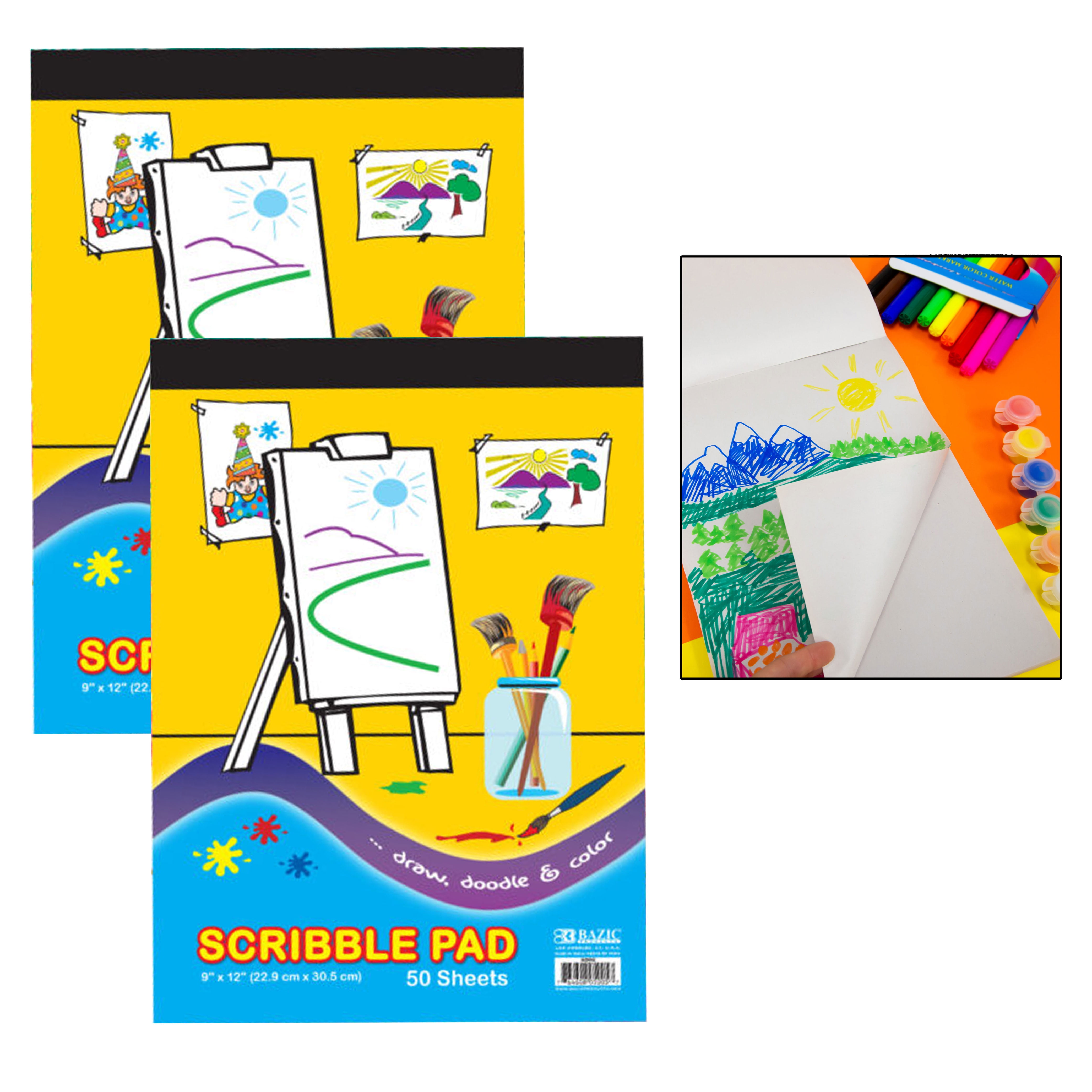 2 Pc Scribble Plain Paper Book Kids Drawing Pad Sketch Writing Coloring 50  Pages