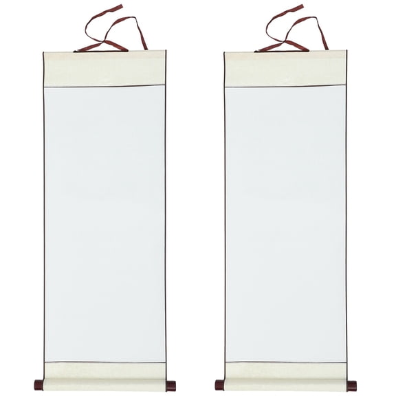 2 Pc Scroll Decor Decorate Calligraphy Art Chinese for Wall Practicing Paper Blank Hanging Mounting Child