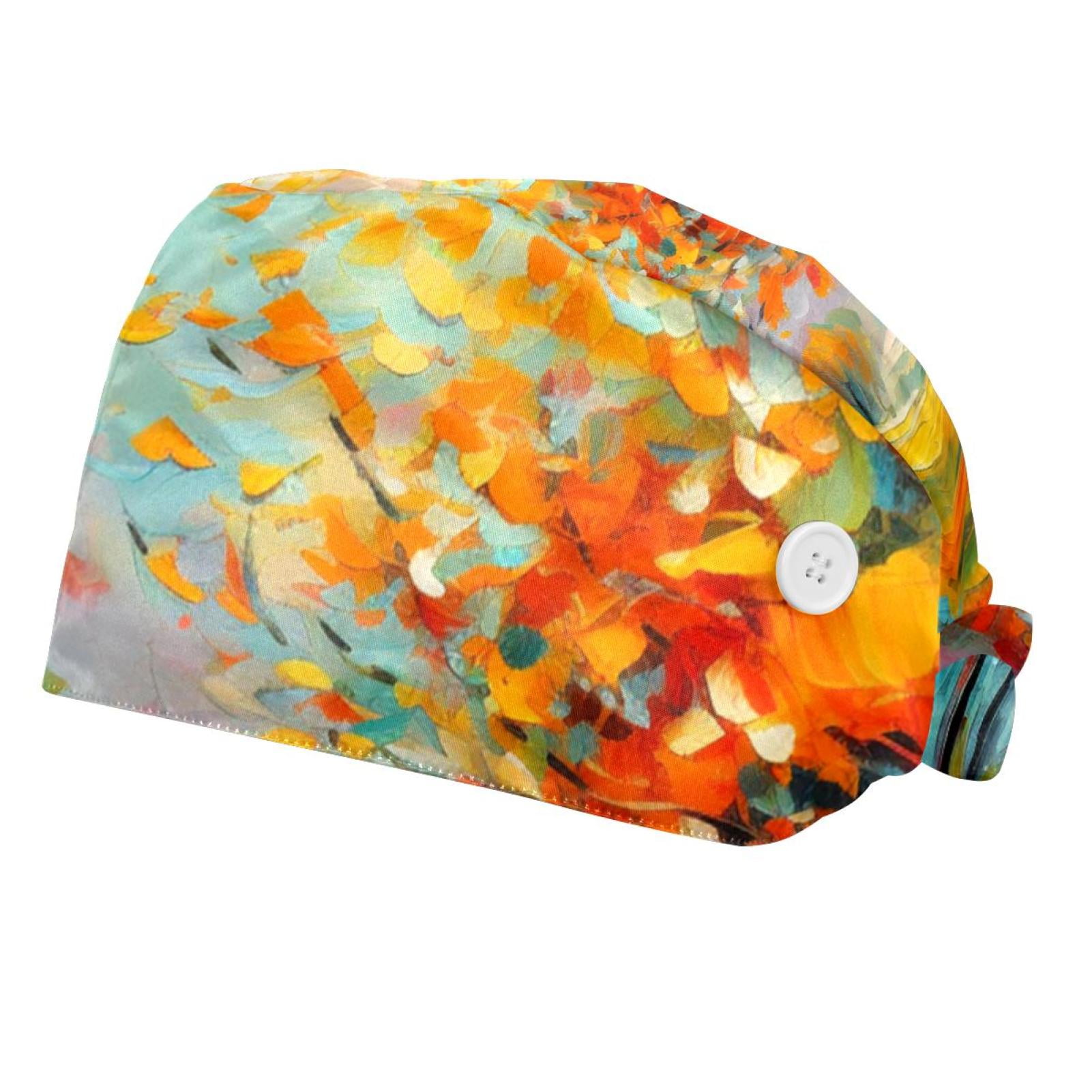 2Pc Scrub Bouffant Caps,Workout Hat with Sweatband Headgear for Women