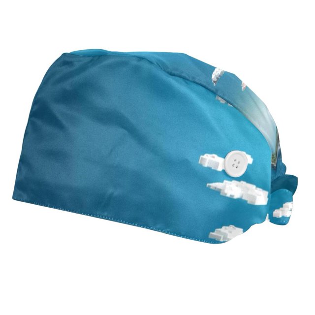 2Pc Scrub Bouffant Caps,Workout Hat with Sweatband Headgear for Women