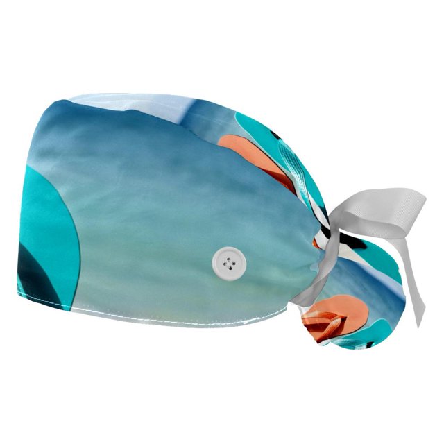 2Pc Scrub Hats Women Bouffant Hats,Work Hat with Buttons and Cotton