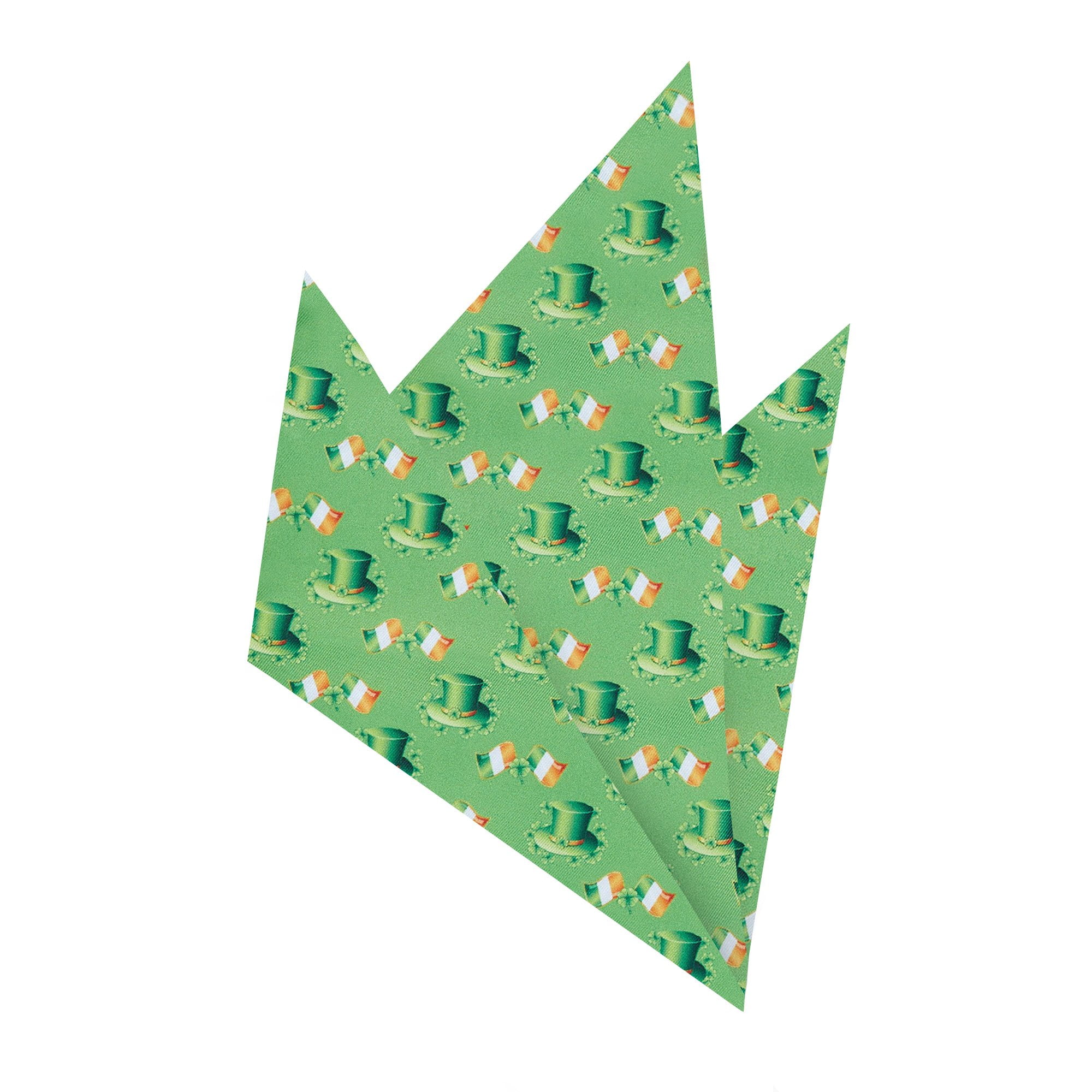 2 Pc Set Jacob Alexander Men's St. Patrick's Day Leprechaun Hat Ireland Flag Diagonal Regular Neck Tie Hanky Green