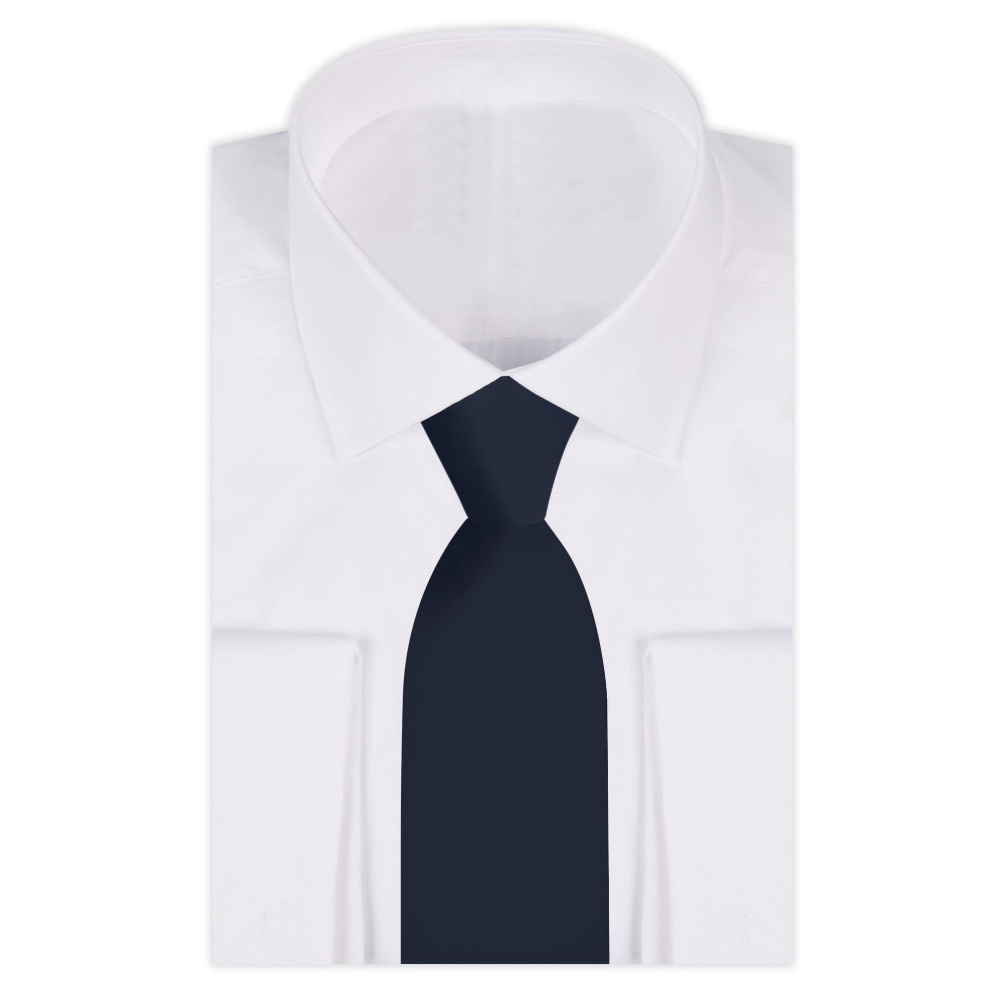 Men'S White Collared French Cuffed Navy Dress Shirt & Tie Set