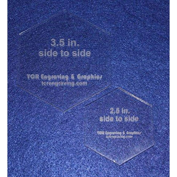 2 Pc Side to Side Measured Hexagon Set -2.5" and 3.5"- Clear Acrylic 1/8" Templates