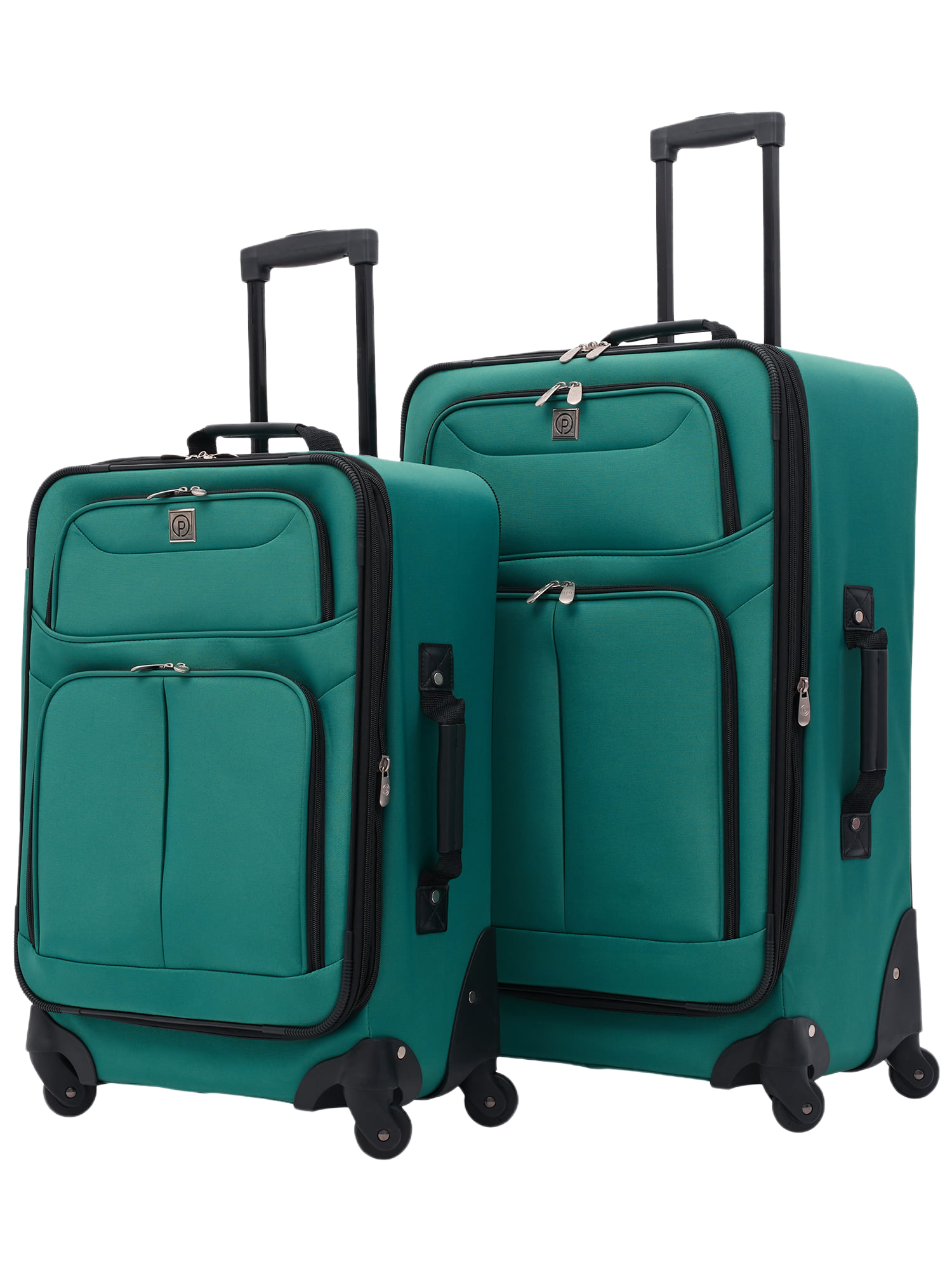 2 Pc Softside Spinner Luggage Set 21” and 25” Checked Teal