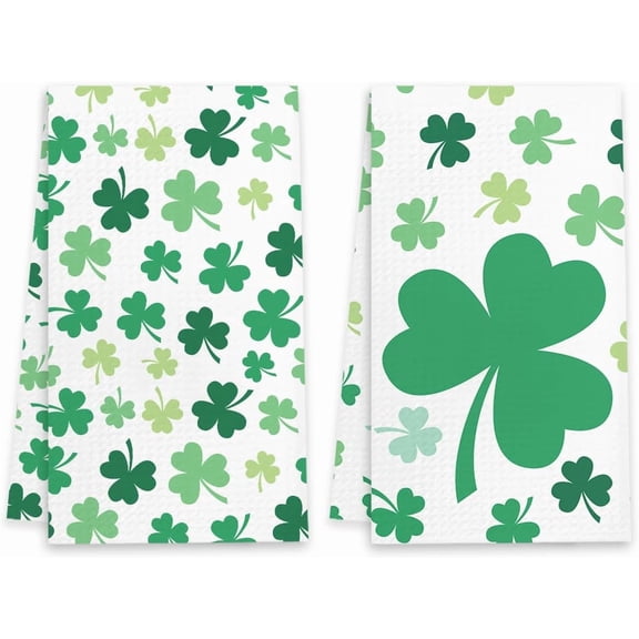 2 Pc St Patricks Day Kitchen Towels St Patricks Day Dish Towels Irish Green Shamrocks Dish Towels Bathroom Hand Towels for Kitchen Home Cooking Housewarming Gifts