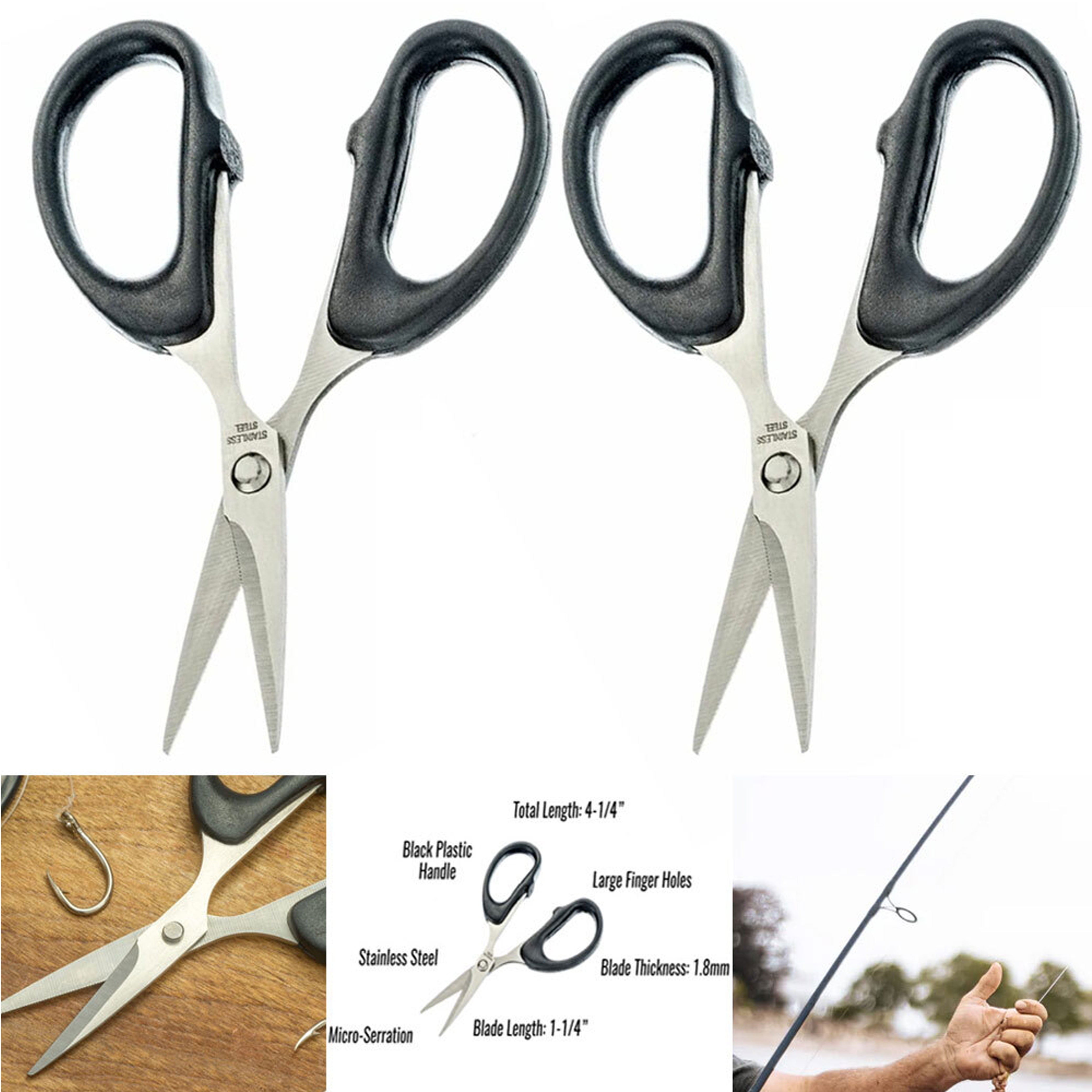 2 Pc Stainless Steel Blade Fishing Line Scissors Sewing Thread Snip 4-1/4  Black 