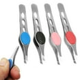 thumbnail image 1 of 2 Pc Stainless Steel Tweezer Slanted Tip 3.75" Precision Eyebrow Hair Remover, 1 of 5