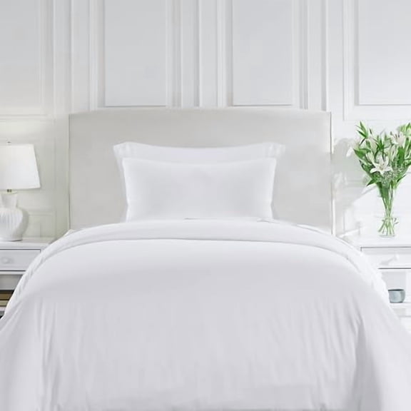 2 Pc Twin XL/Twin Duvet Cover Set - Winner Good Housekeeping Best Bedding Awards 2025, 400 Thread Count Sateen, 100% Cotton Duvet Covers, Button Closure, Corner Ties - White
