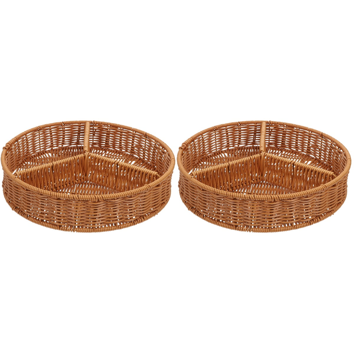 2 Pc Vegetable Platter Woven Basket Rattan Storage Appetizer Tray