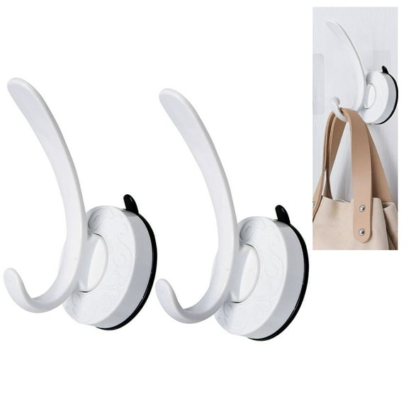 2 Pc Wall Hooks Room Decorative Clothes Key Kitchen Hanger Nails-Free Suction 4"