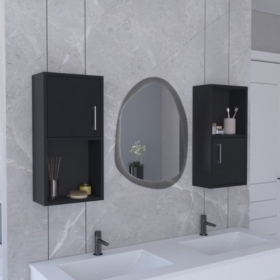 2-Pc Wall-Mounted Bathroom Unit / Compact Dimensions / Personal Care Storage