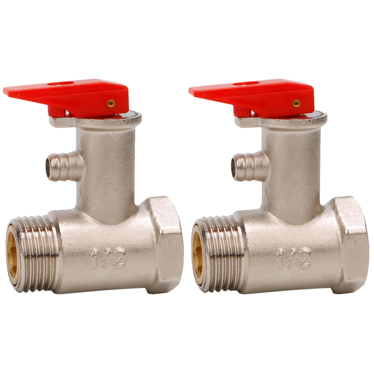 2 Pc Water Heater Overflow Valve Air Compressor Brass Safety Relief Pressure Nickel Plated