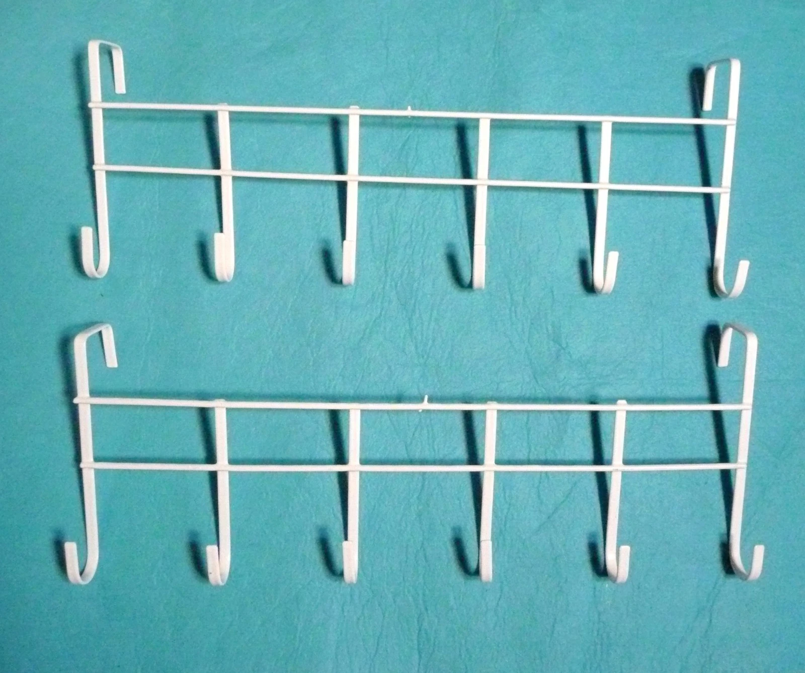 2 Pc White Over The Door Home Office Bathroom Coat Towel 17"Hanger Rack 6 Hooks