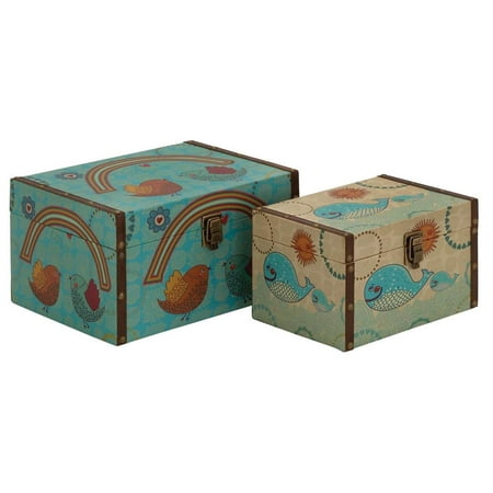 2-Pc Wood Canvas Box Set