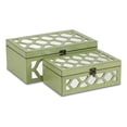 thumbnail image 1 of Serapha Set of 2 Mirror Overlayed Boxes - Green, 1 of 5