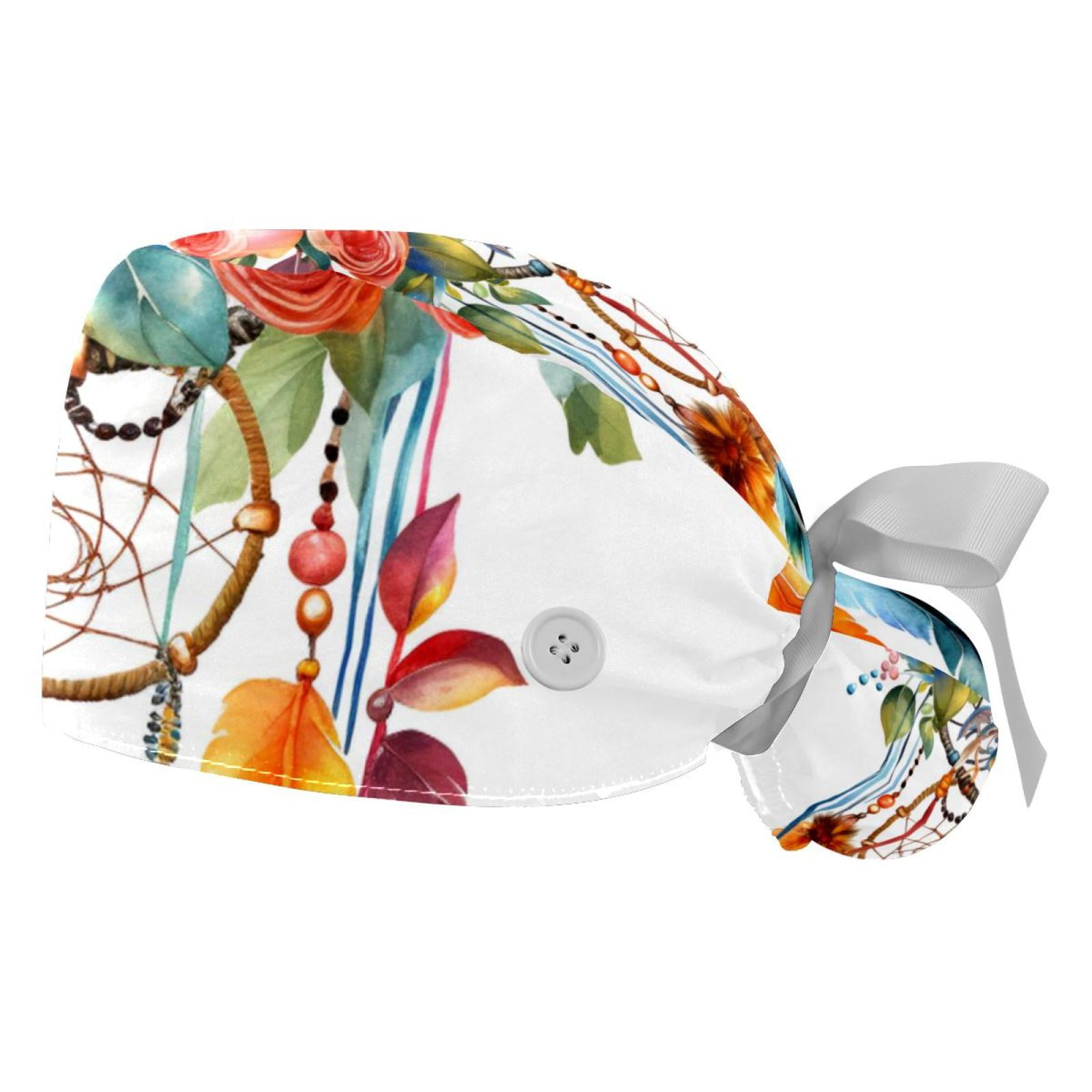 2Pc Working Hat,Nursing Hat,Surgical Surgery Hats,Bouffant Tie Back