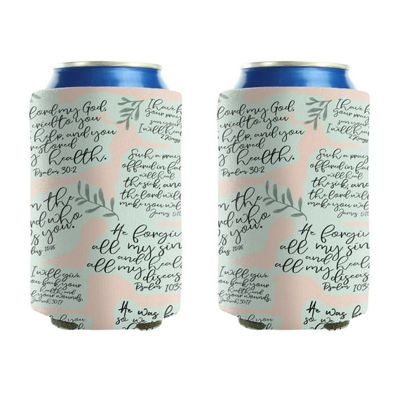 2 Pcak Can Cooler Sleeves Insulated Collapsible Beer Sleeve Prayer Scriptures Soda Beer Can Covers for Birthday Party Wedding