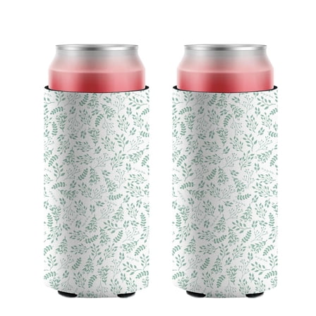 2 Pcak Neoprene Beer Can Cooler Insulated Collapsible Beer Can Sleeve Green Leaf Soda Beer Can Covers for Energy Drink & Beer