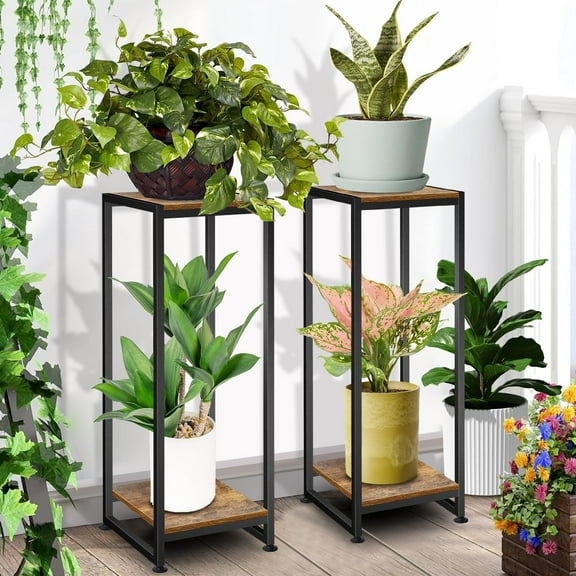 2-Pcak Plant Stand Indoor, 31.5'' Tall Wood Plant Stands Heavy Duty Pedestal Stand for Indoor Outdoor, Modern Corner Flower Stand for , Living Room, Balcony